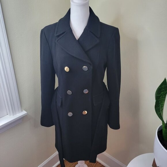 INC Ki Black Double Breasted Belted Trench Coat Jacket Women's Size XS - Picture 2 of 14